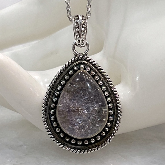 Tanzanite Chips Silver Pendant Necklace